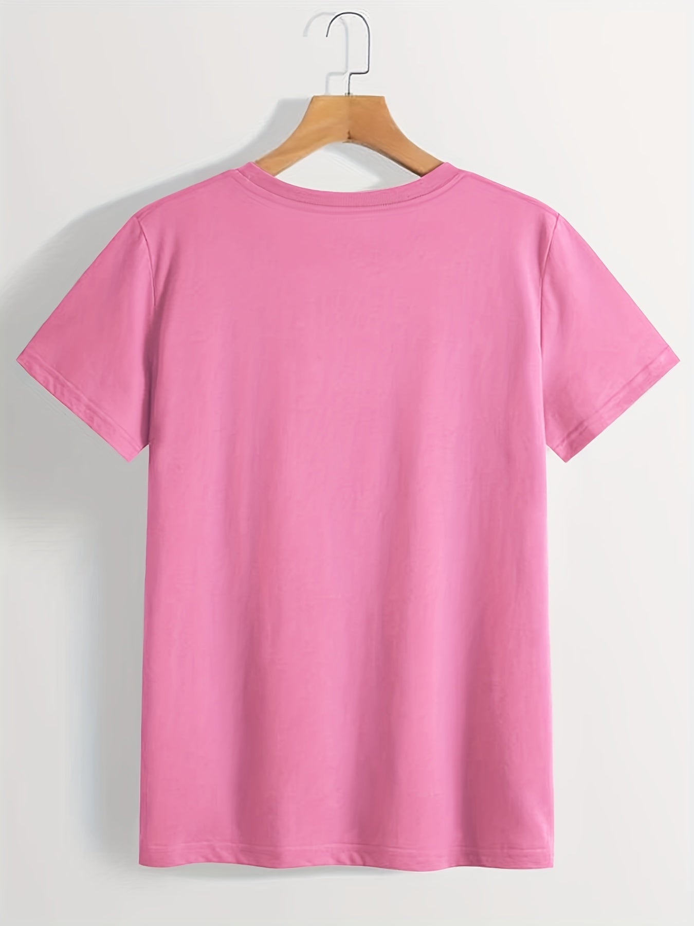 Plus Size Face Print Short Sleeve T-shirt, Women's Plus Slight Stretch Round Neck Casual Tee