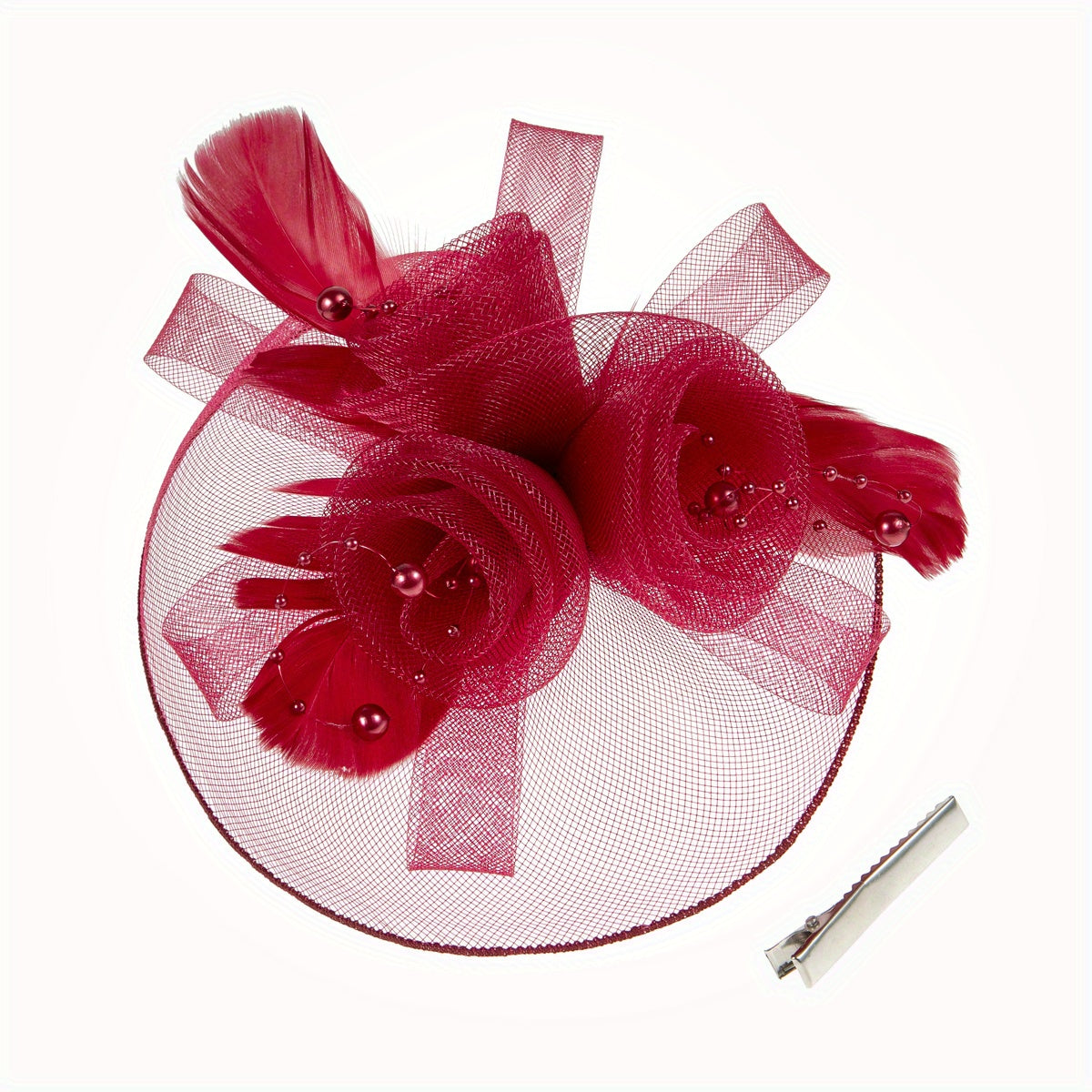 1pcs Women Mesh Flower Faux Feather Fascinator For Tea Party Birthday Horce-Racing Wedding Hat Derbyhat Church Hat