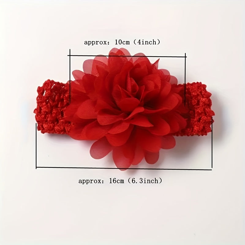 4pcs Cute Chiffon Flower Knit Headband, Soft Comfortable Breathable Elastic Headband, Decorative Hair Accessories Photography Props For Baby Girls