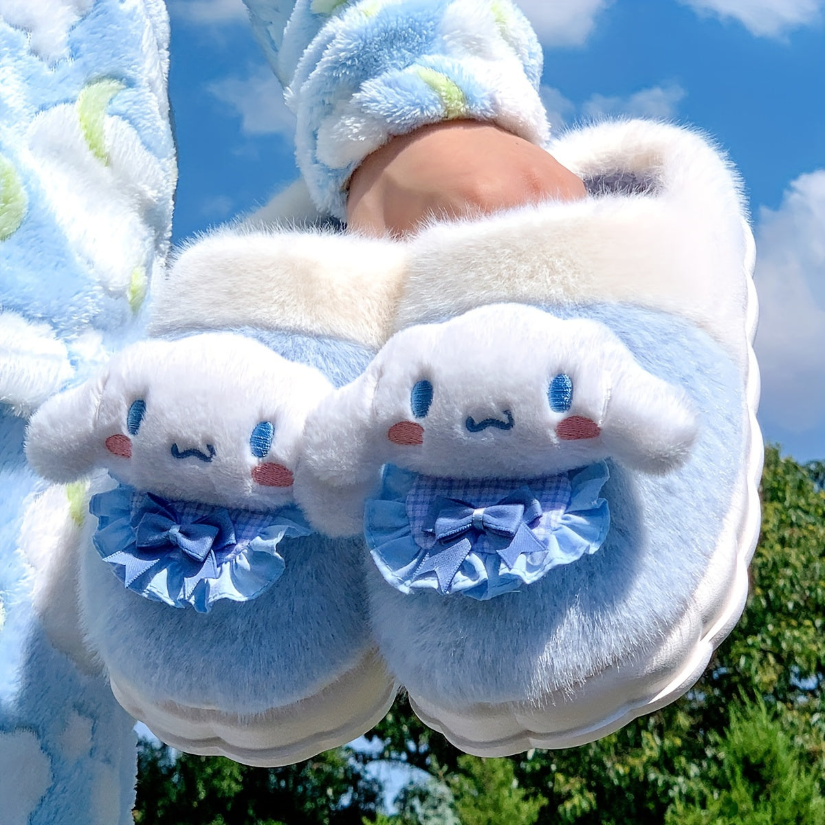 Sanrio Official Licensed  & Pochacco Women's Plush Slippers - Cute Anime Character House Shoes with Fuzzy Lining, Soft Fabric Upper & Sole, Winter Warmth for Indoor/ Use, Cozy Casual Footwear for Home & Daily Wear (/Purple/Br