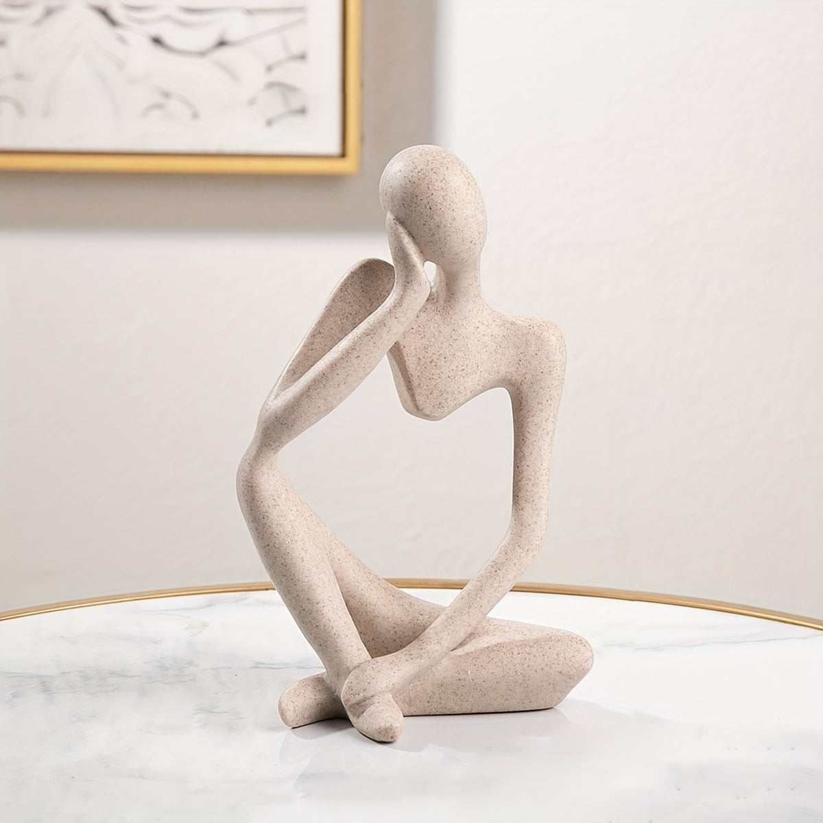 1pc Resin Character Figurines, Thinker People Abstract Ornament, Sculpture For Home Office Bookshelf Desk Decor