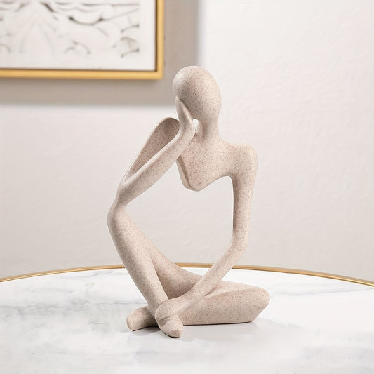 1pc Resin Character Figurines, Thinker People Abstract Ornament, Sculpture For Home Office Bookshelf Desk Decor