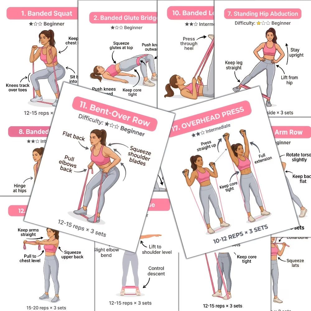 30pcs Resistance Band Training Cards