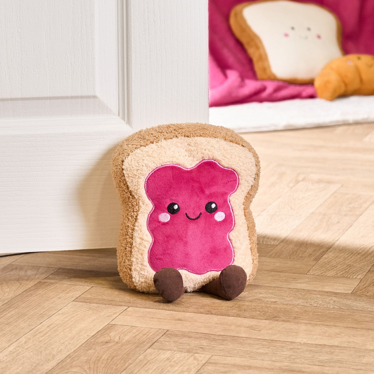 Rosie The Jam Toast Doorstop - Hot Pink/Natural 14 x 23 x 14cm