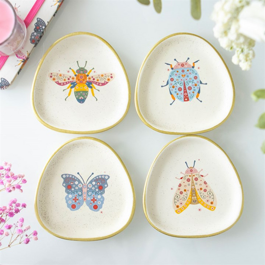 Set of 4 Floral Bug Trinket Dishes