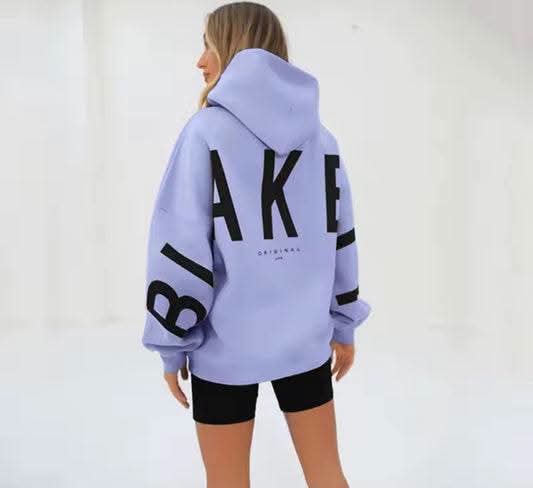 Retro Letter Print Oversized Hoodie