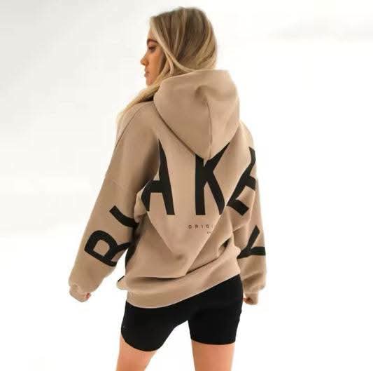 Retro Letter Print Oversized Hoodie