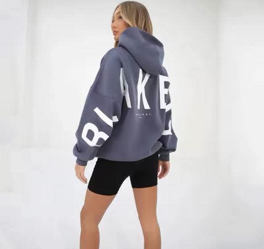Retro Letter Print Oversized Hoodie
