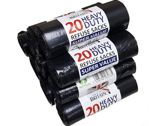 British Made Heavy Duty Refuse Sacks - 50 Litres 20 Sacks